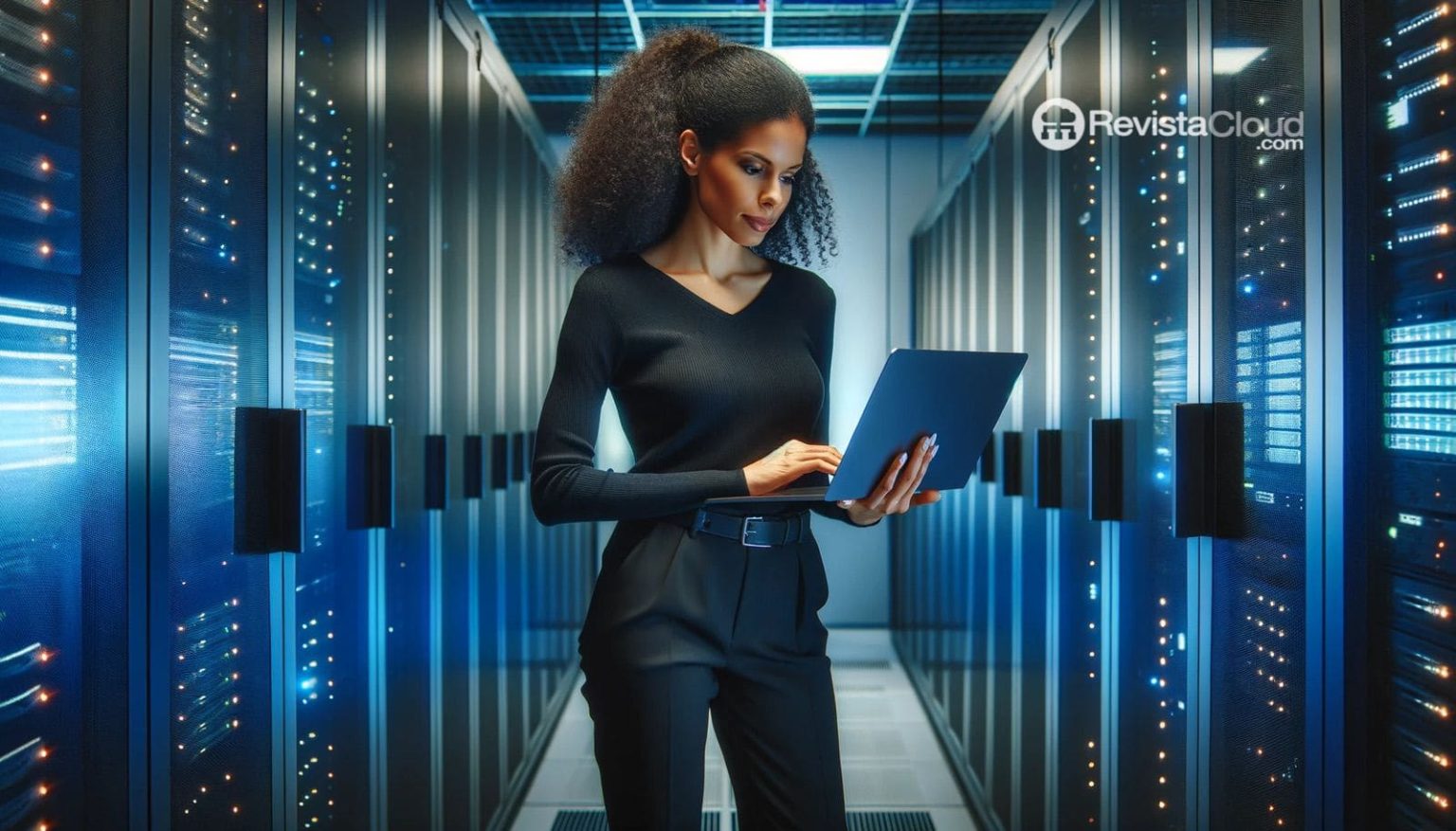 mujer centro de datos cloud privado housing