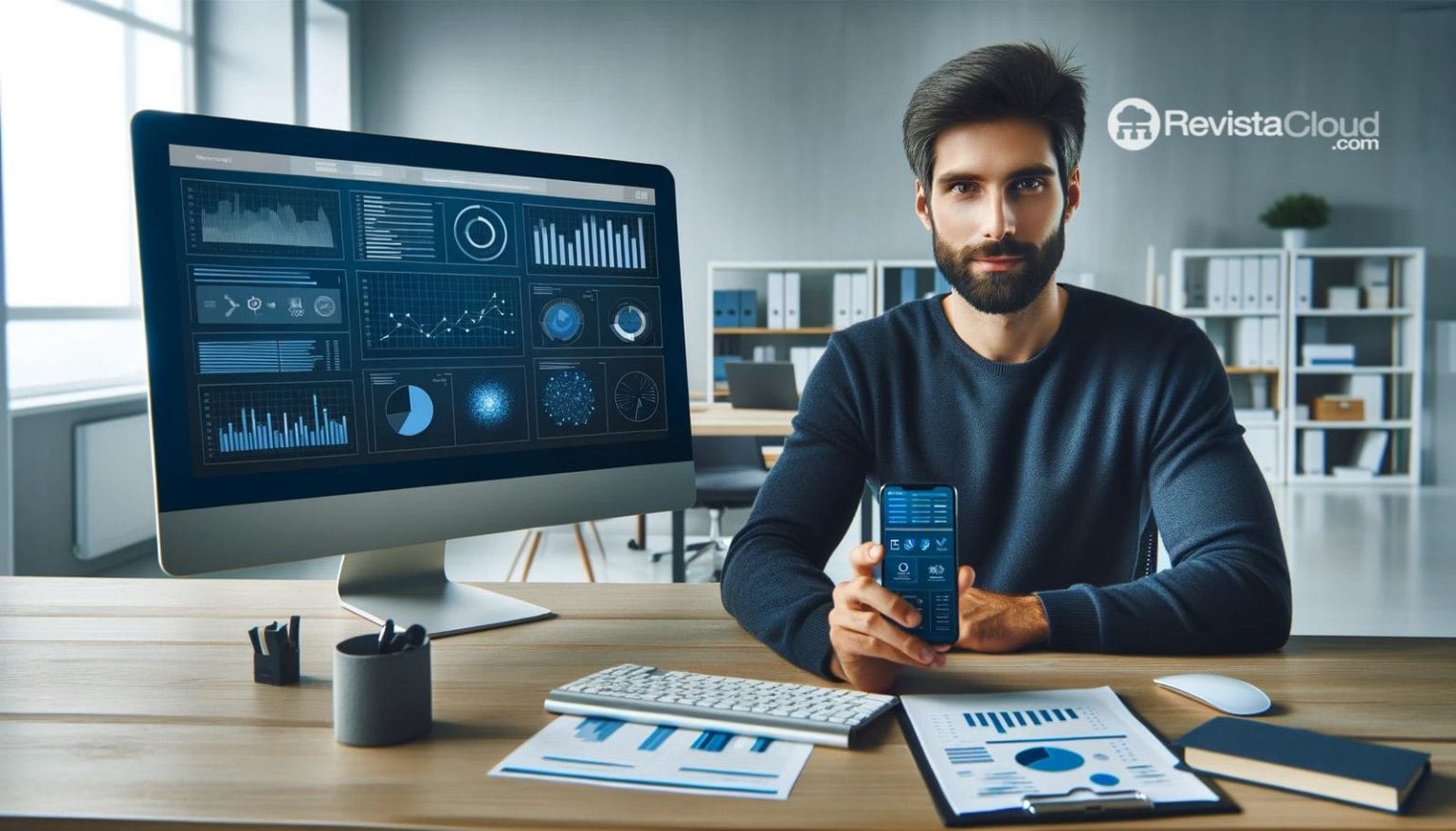 oficina hombre graficos analista