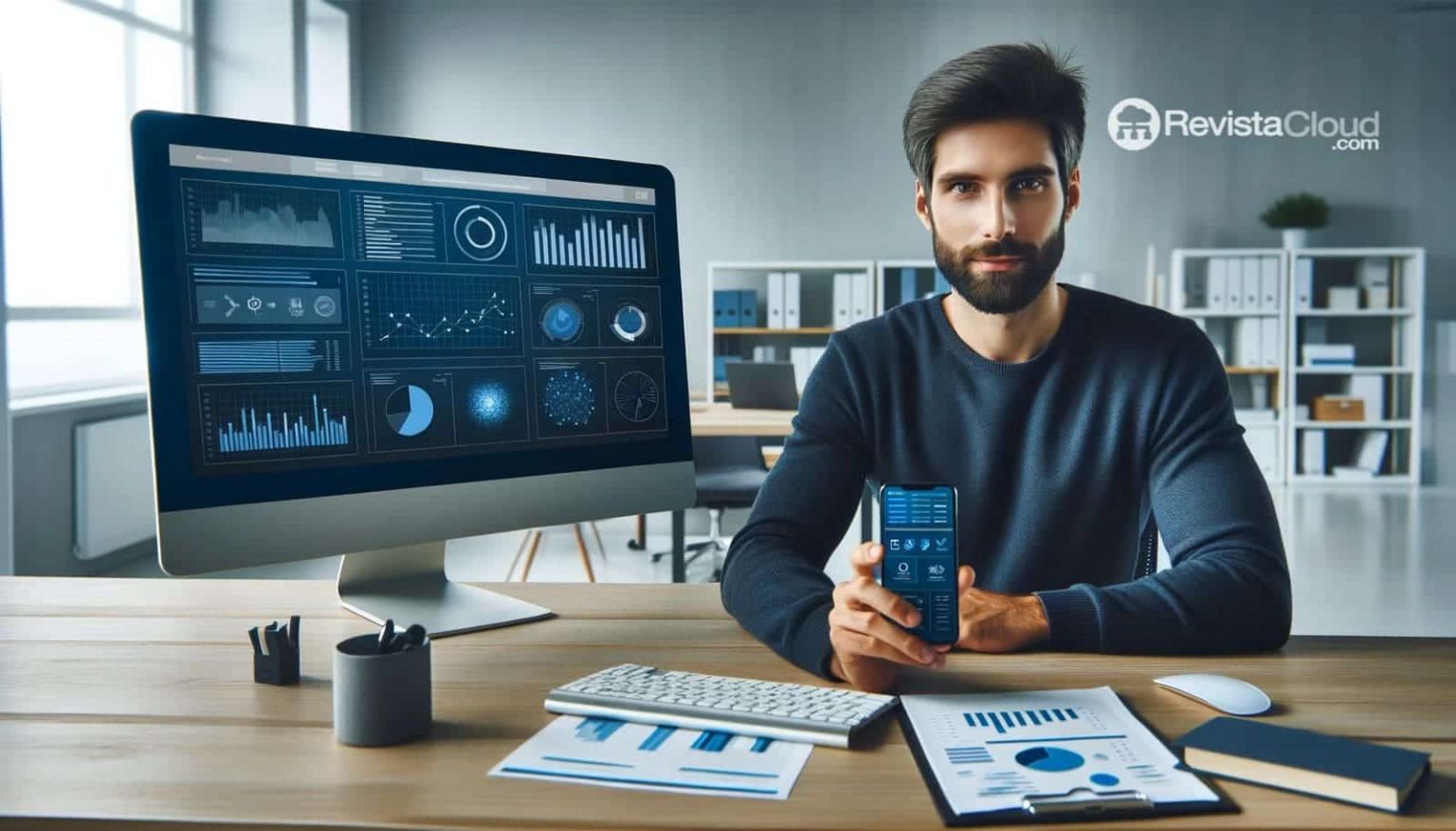 oficina hombre graficos analista