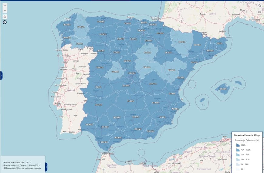 New broadband coverage map in Spain available for consultation.