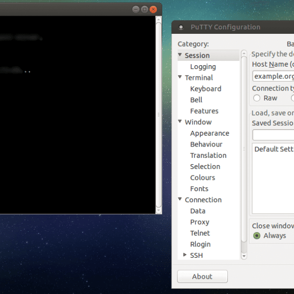 PuTTY, the veteran multi-platform SSH client you can also use on Linux