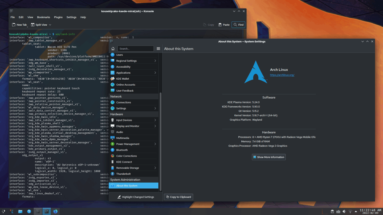 KDE Plasma 5.24 on Arch Linux wayland