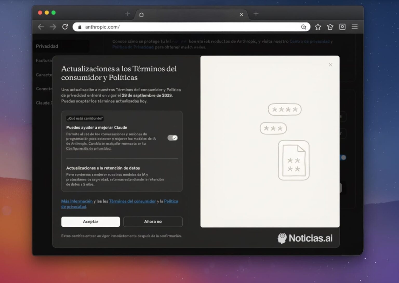 anthropic claude terminos usuarios noticias ai