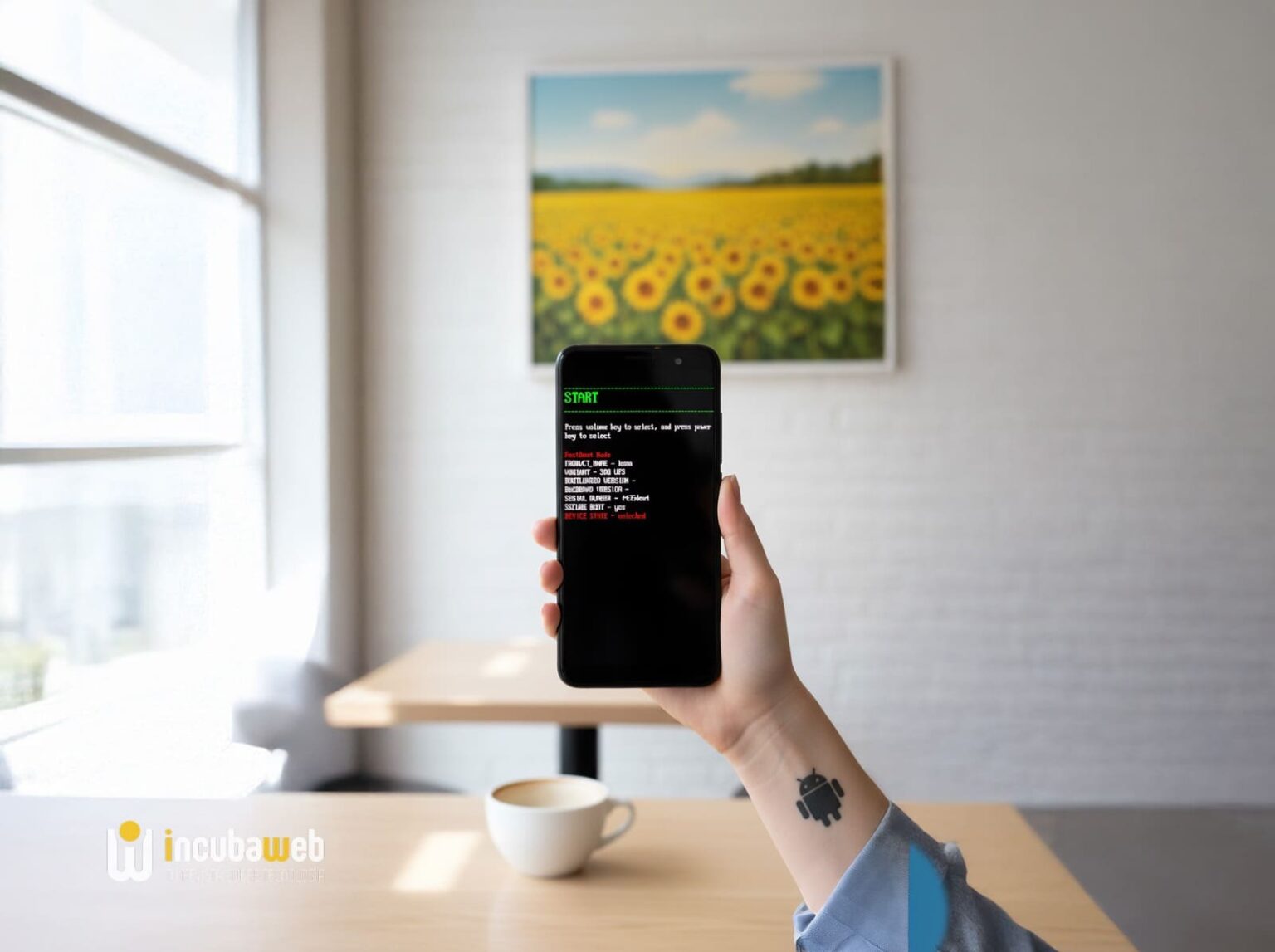 fastbook hand woman android aifreeimages