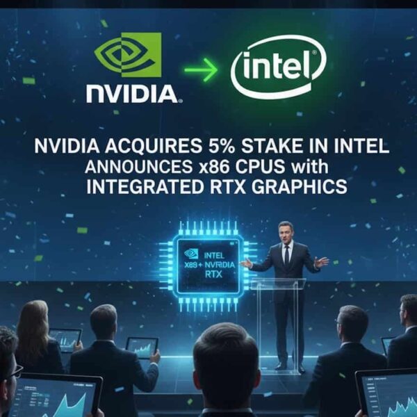 NVIDIA and Intel Form a Strategic Partnership to Co-develop x86 CPUs and SoCs with RTX and Native NVLink Integration: $5 Billion Investment and Multi-Generational Roadmap