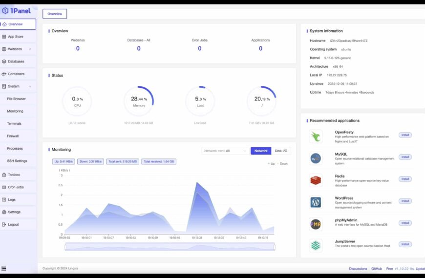 1Panel, the open-source web panel that really wants to simplify Linux server management