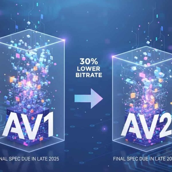 AV2, the successor to AV1 without royalties, promises about 30% less bitrate and aims to finalize its specifications by the end of 2025.