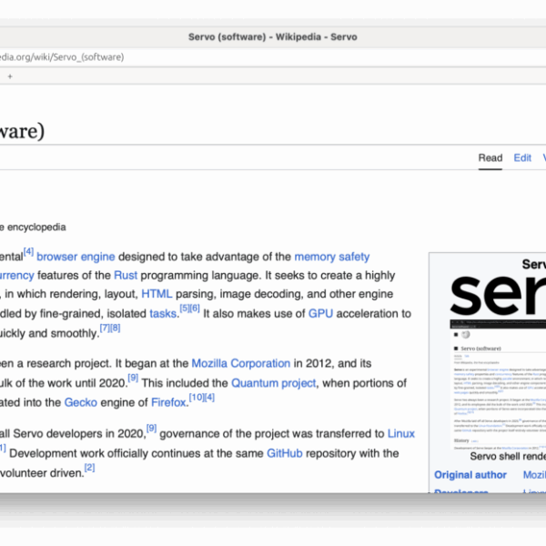 Servo, the parallel web engine that aims to be the lightweight alternative to Chromium, WebKit, and Gecko