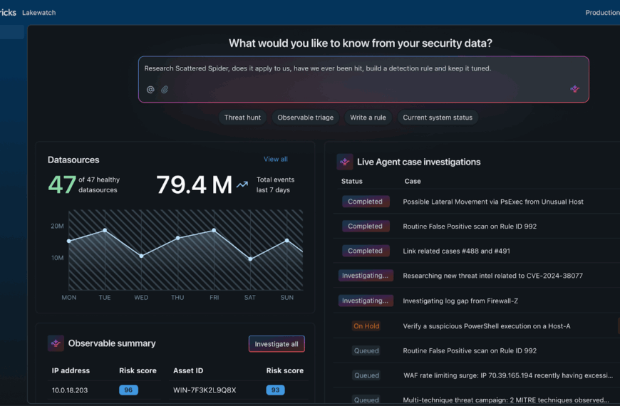 Databricks Enters Cybersecurity with Lakewatch, Its New Agent-Based and Open SIEM
