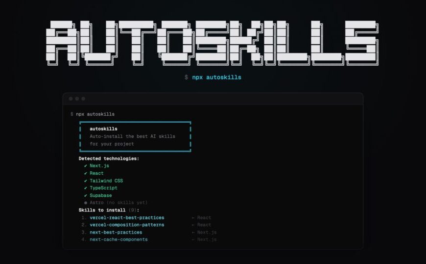 Autoskills promises to install AI skills in a command based on your stack