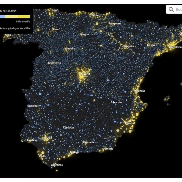 A Map Reveals the Areas with the Most Light Pollution in Spain
