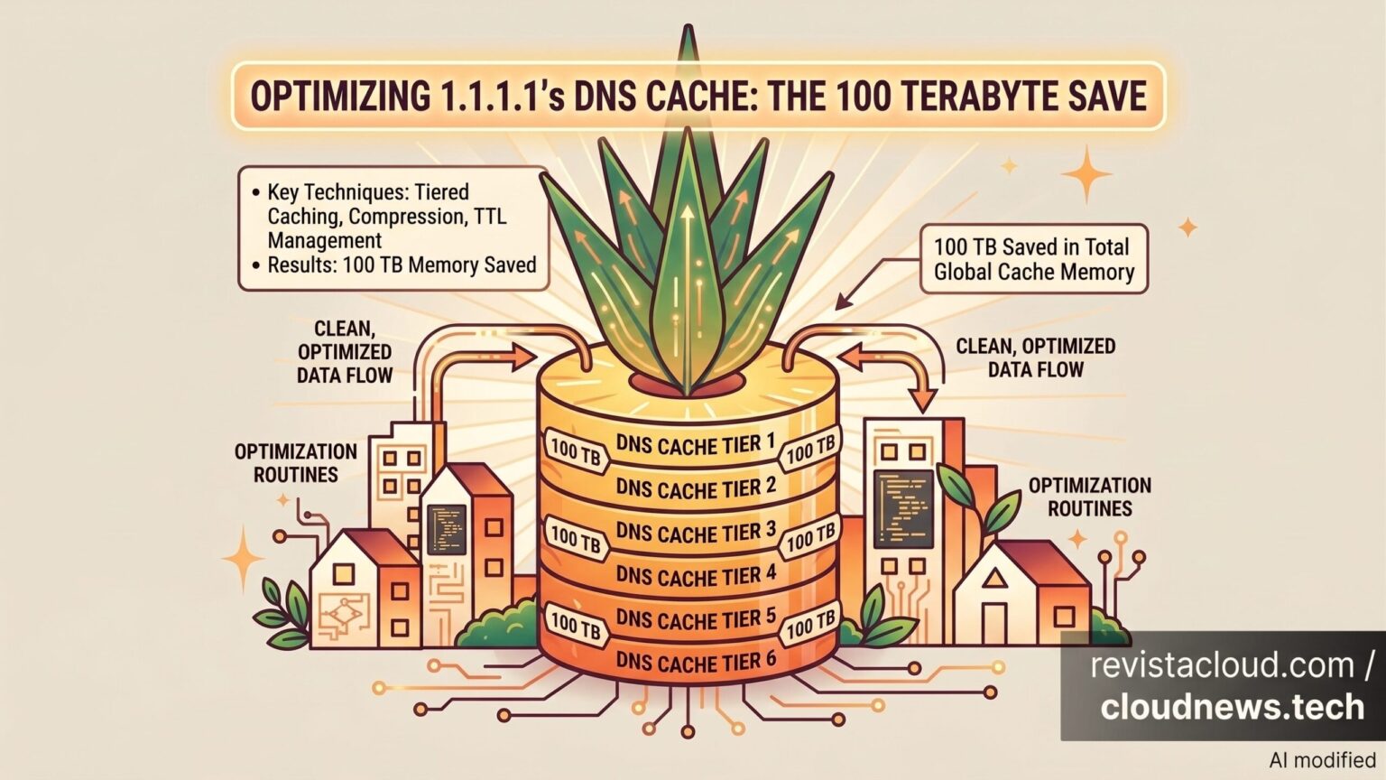 Cloudflare DNS cache memory optimization illustration