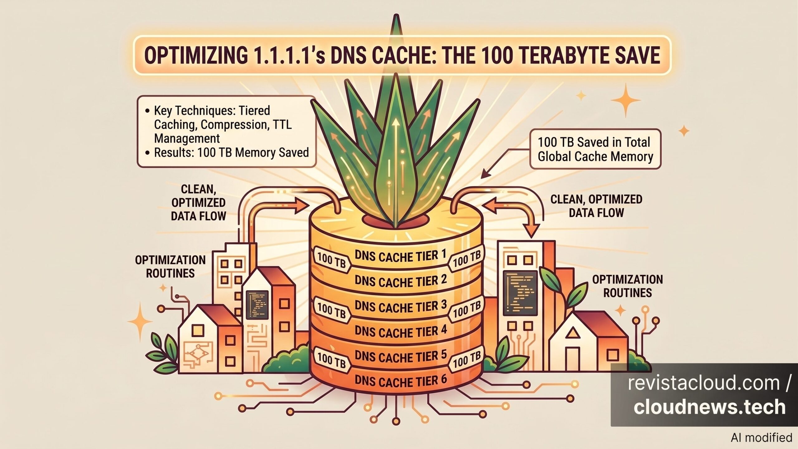 Cloudflare DNS cache memory optimization illustration