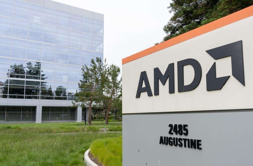 AMD logo representing the company's rise past a $1 trillion market cap