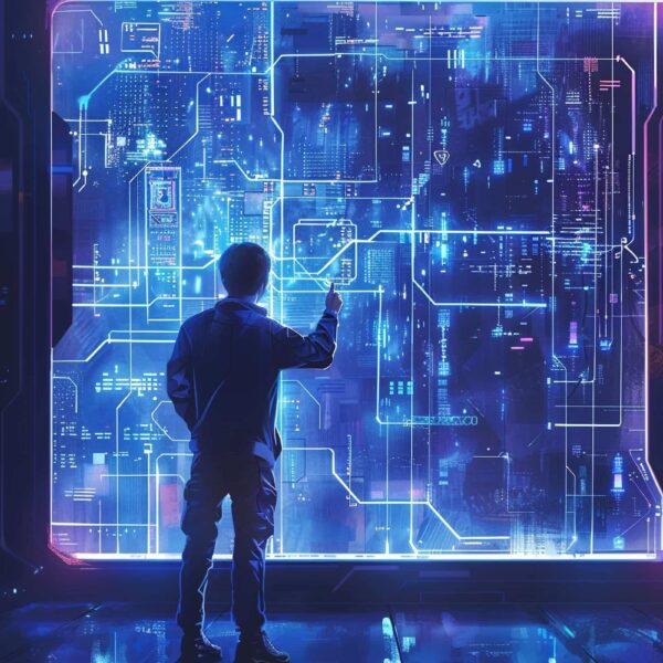 Illustration representing artificial intelligence infrastructure and data processing