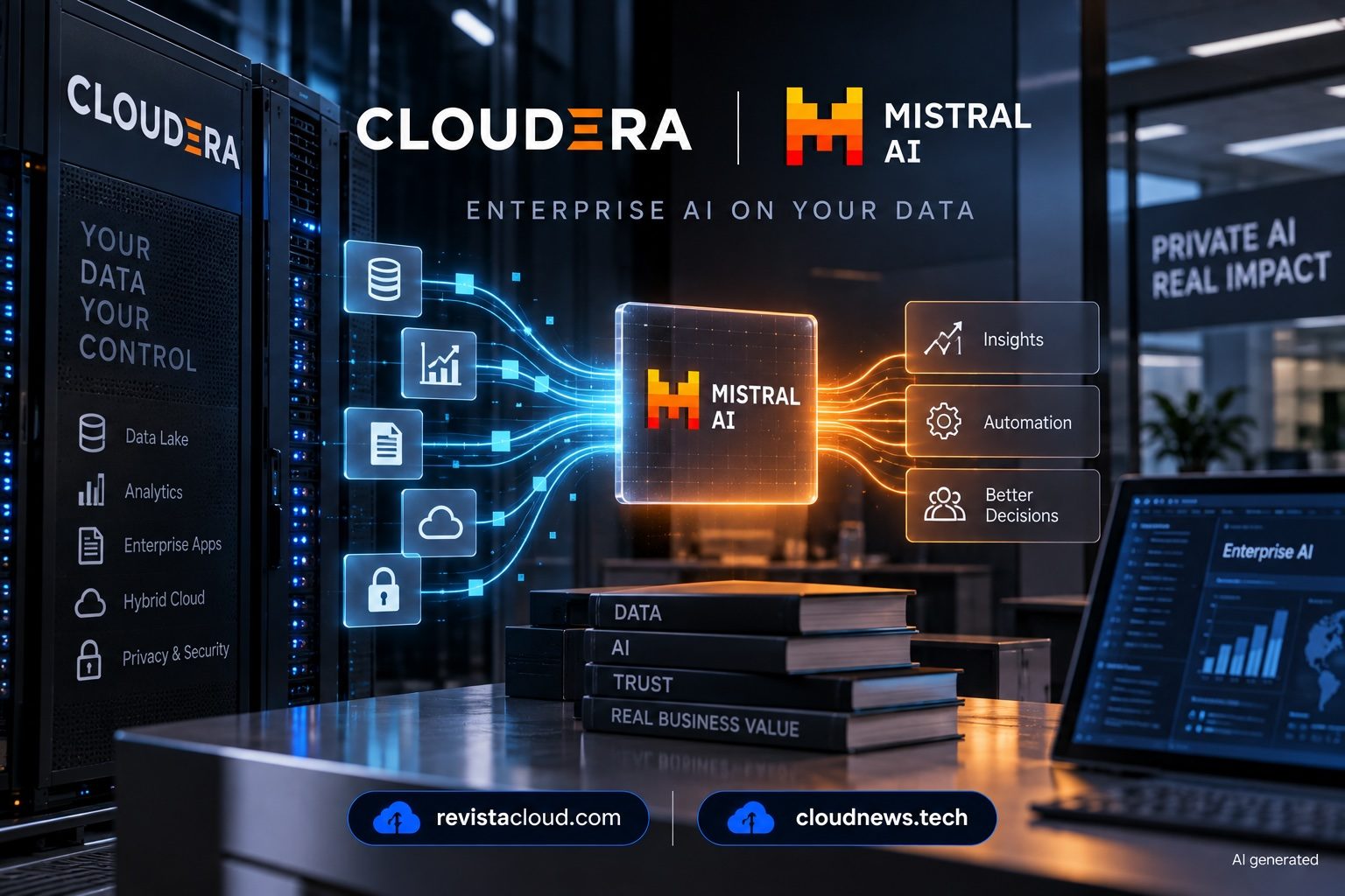 Cloudera and Mistral logos representing their AI infrastructure partnership