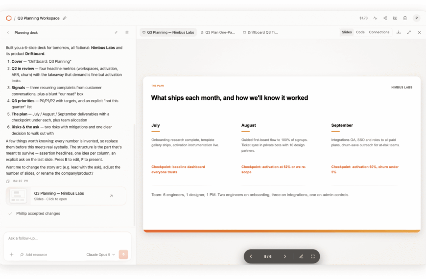 Cloudflare OS workspace interface showing AI agent planning tools