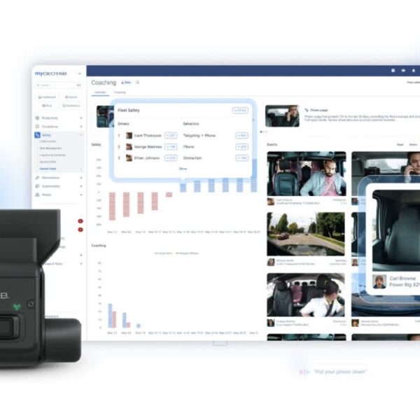 Geotab fleet safety and video coaching dashboard with AI-based risk detection