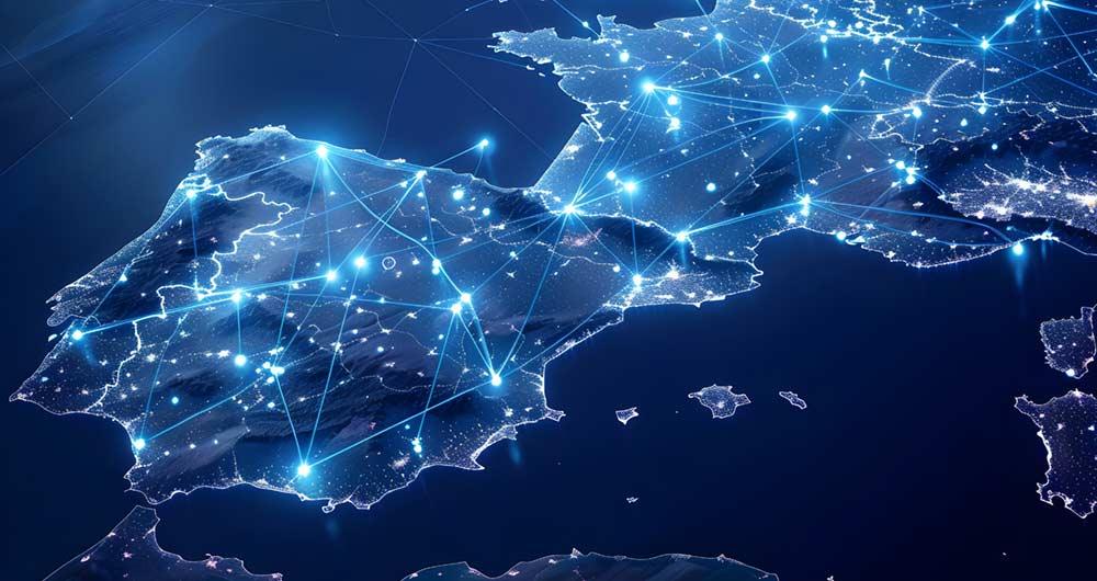 Impulsa DATA Wraps Up With 22 Projects to Organize Government Data 3 Map of Spain with points and lines representing data flows from the Impulsa DATA project