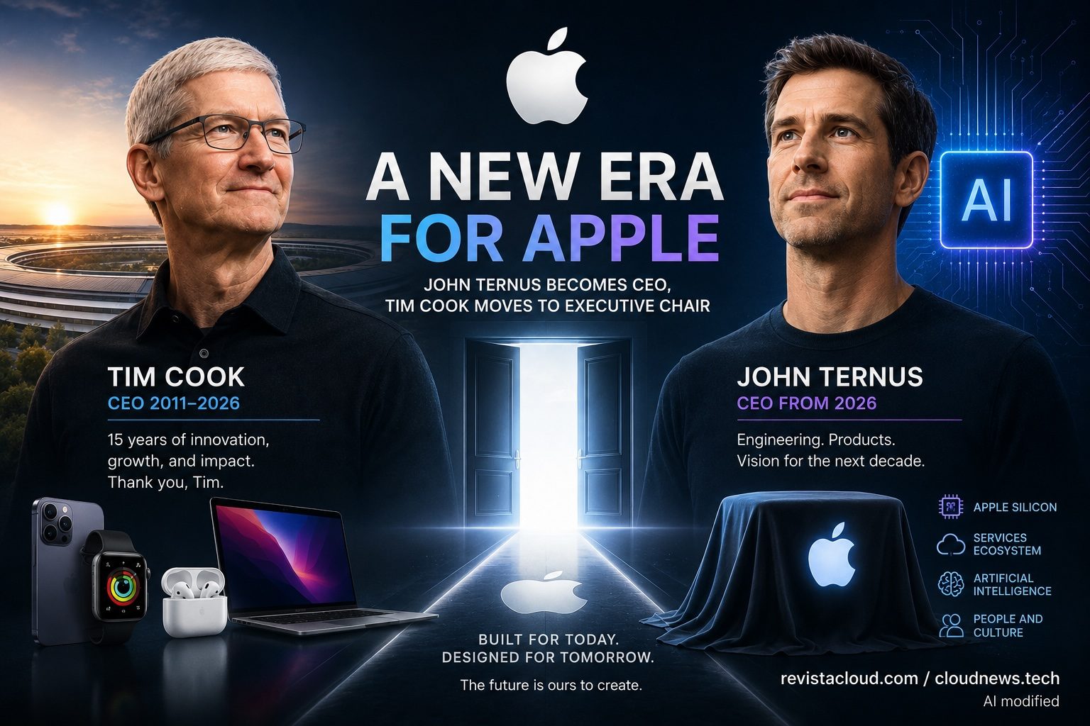 Tim Cook and John Ternus, Apple's new CEO