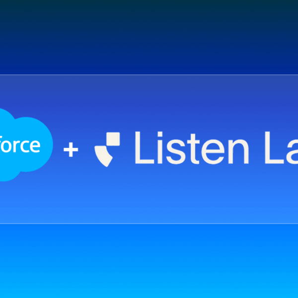 Salesforce logo next to the Listen Labs AI customer research platform
