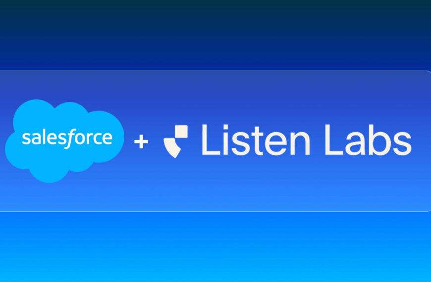 Salesforce logo next to the Listen Labs AI customer research platform