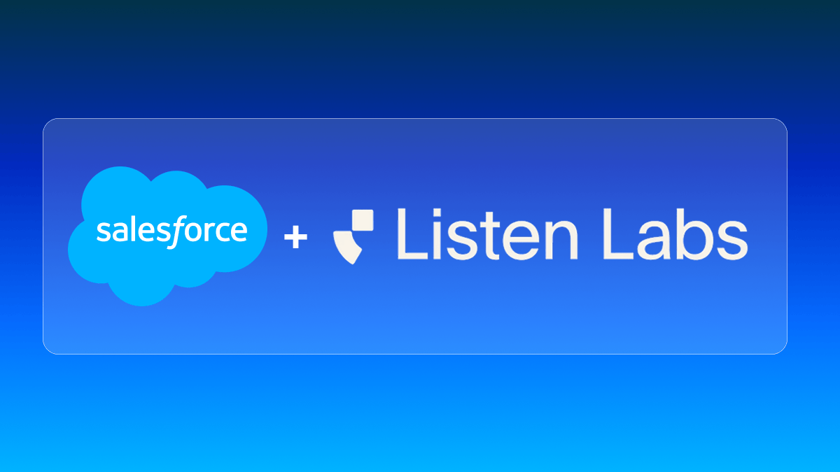 Salesforce logo next to the Listen Labs AI customer research platform