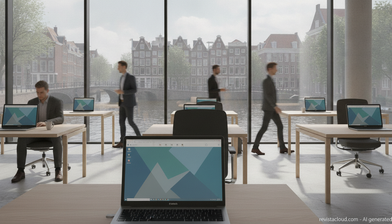 Public office in the Netherlands with laptops running a Linux desktop