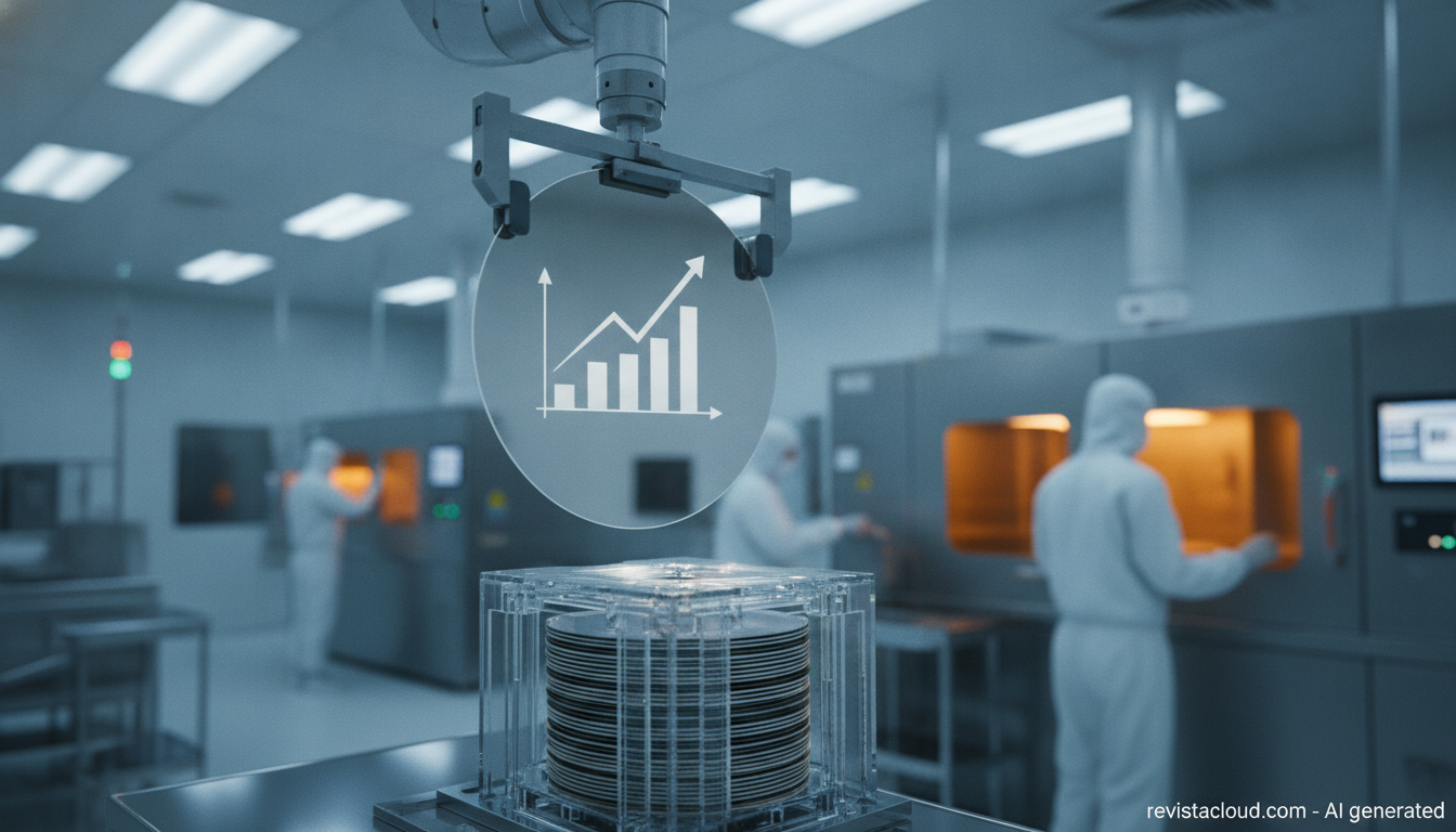 Silicon wafers inside a mature-node chip factory