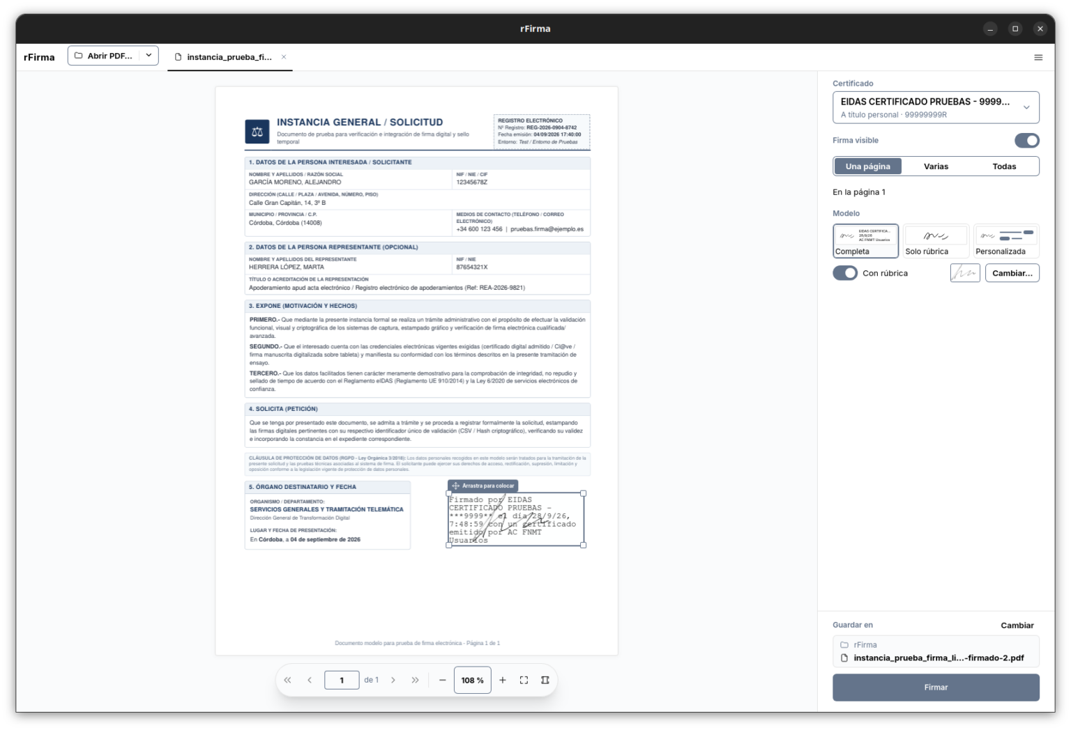 rFirma electronic signing application running on Windows
