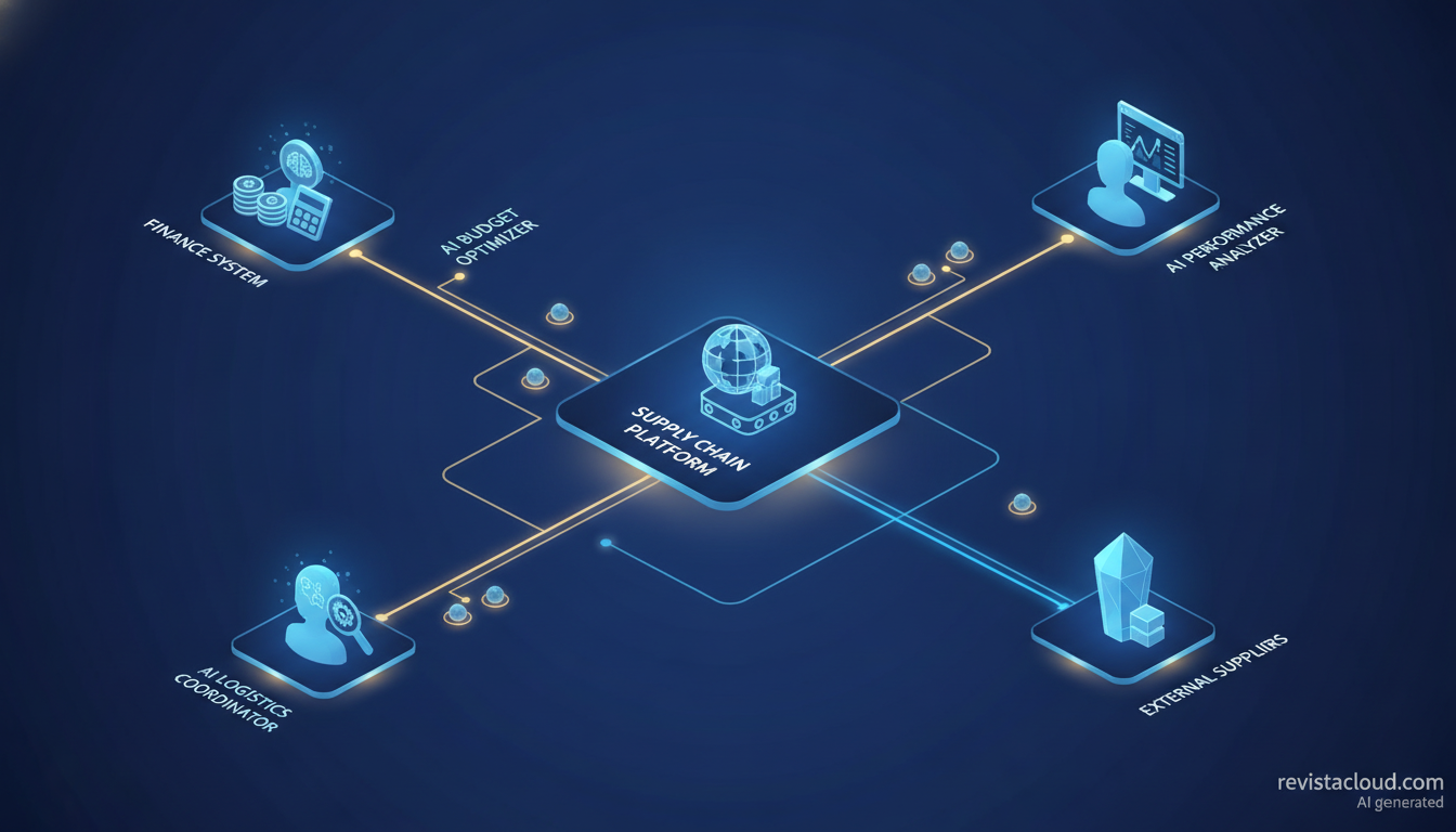 AI agents connected to business processes on a workflow panel