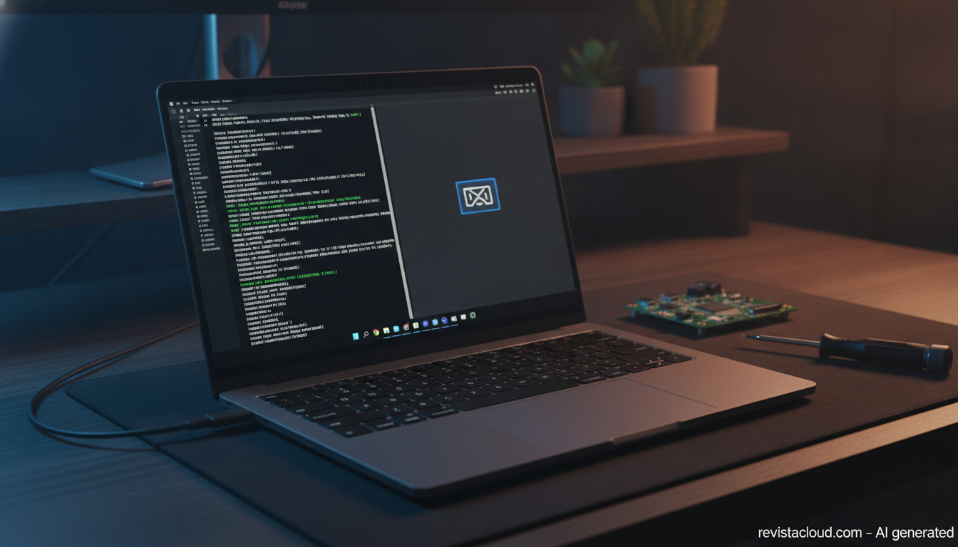 Laptop with a Snapdragon chip booting macOS via a USB-C cable