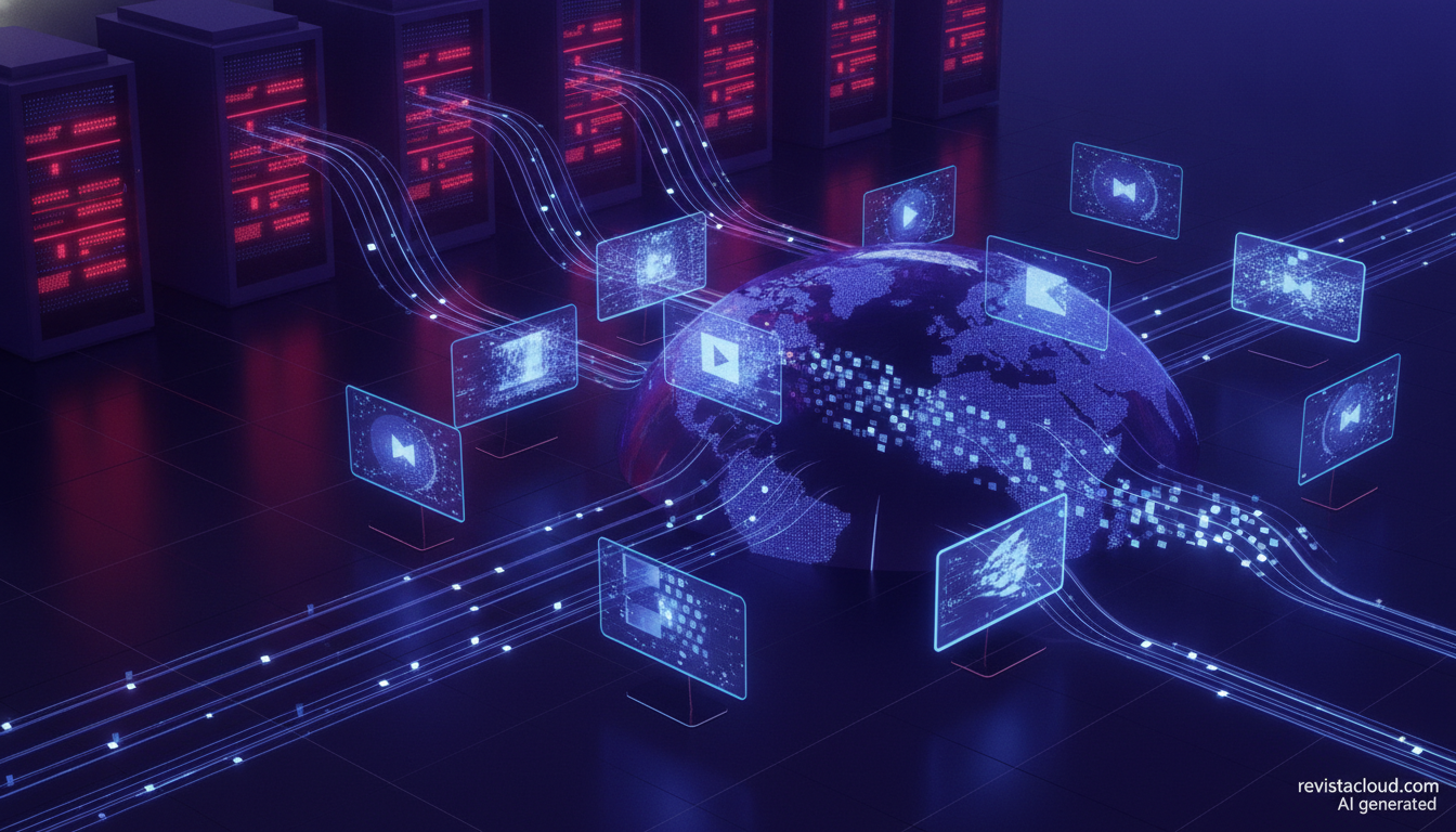 Compressed video streams distributed from data centers to screens